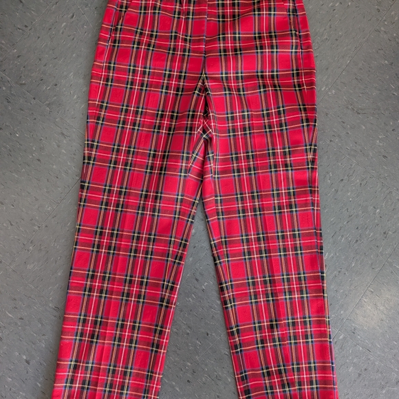 J. Crew Red and Black Plaid Women's Kallie Pants - Picture 1 of 6